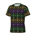 thumbnail image 3 of Rocae Mardi Gra Geometric for Men's Moisture-Wicking Crew Tee - T-Shirt for Sports, Outdoor Activities, and Casual WearSmall, 3 of 9