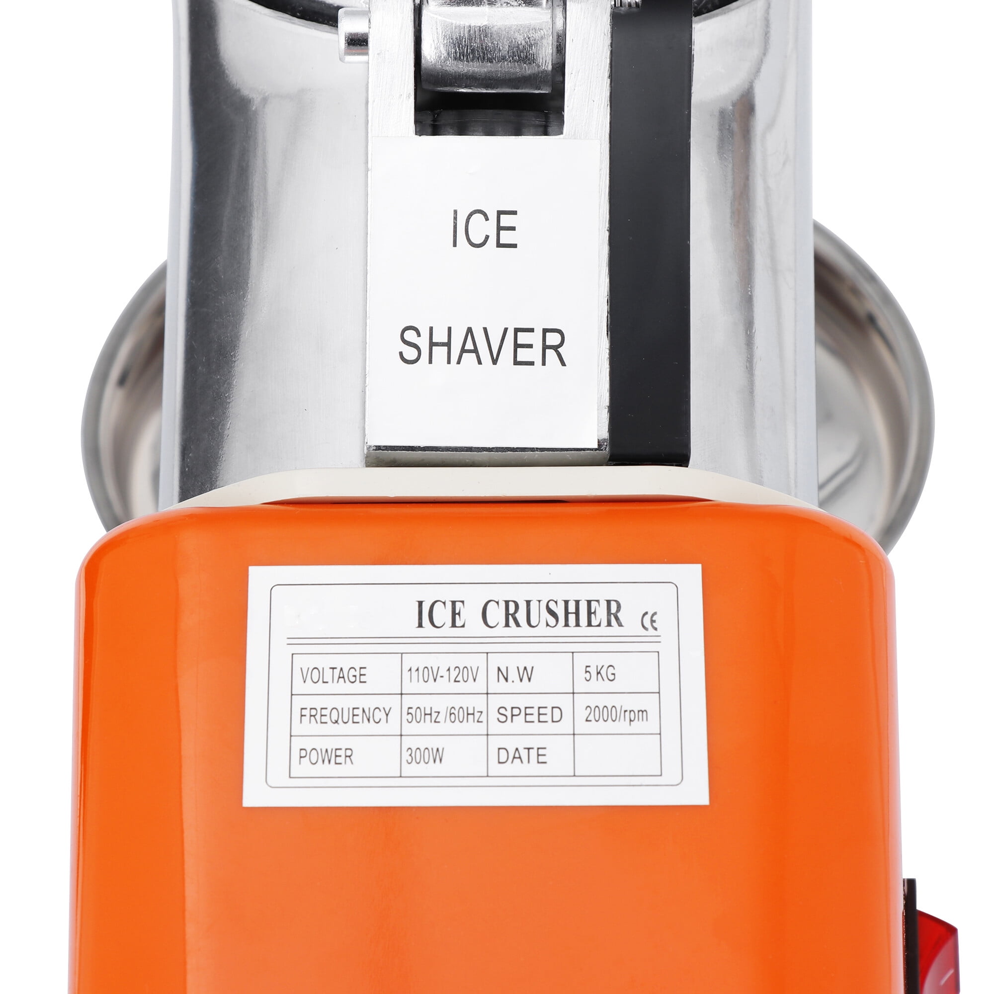 ZenStyle Electric Ice Shaver Orange Stainless Steel Blade Kitchen Snow Maker Machine 300W, 2000R/M