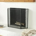 thumbnail image 2 of DecMode 48" x 30" Black Metal Art Deco Inspired Foldable 3 Panel Geometric Fireplace Screen with Mesh Netting, 1-Piece, 2 of 9