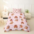 thumbnail image 2 of Erosebridal Brown Cartoon Capybaras Twin Bedding For Kids,Pink Bow Cute Bowknot Duvet Cover Set For Bowtie Girls ,Reversible Pink 2 Pieces,No Comforter, 2 of 6