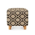 thumbnail image 2 of SCRAWLGOD Tribal Diamond Plaid Print Black Beige Ottoman Cover, Scratch Resistant Cube Ottoman Sofa Cover with Non Slip Bottom Soft Foot Stool Protection Universal Fit for Most Footrest Sofa, 2 of 7