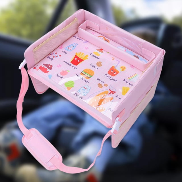 Bandeja de Asiento para , Cochecito, de Carretera, Tren, Bolsillos de , Bandeja de Regazo para Comida - comida rosa Hugo Bandeja de viaje para niños