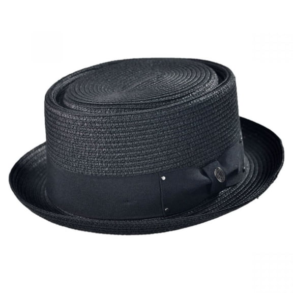 Toyo Straw Braid Pork Pie Hat - XXL - Black