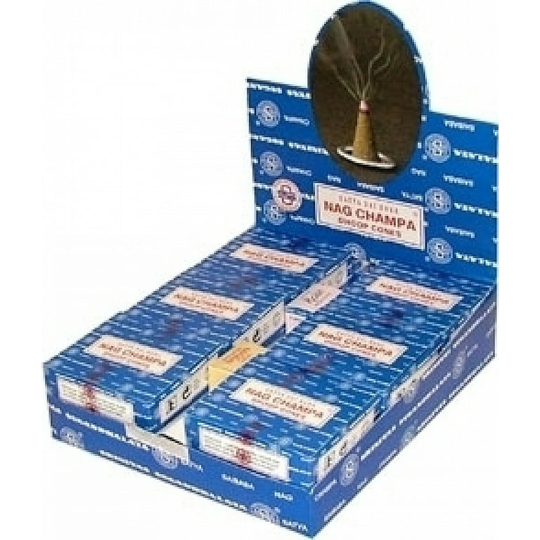 Satya Sai Baba Classic Nag Champa Incense Cones [12 Boxes x 12 Cones Per Box  - Brown] 