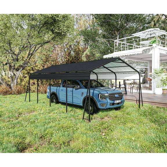 Metal Carport 12x20: A Multi-Purpose Garage Solution for Vehicles, Featuring a Heavy-Duty Galvanized Steel Canopy with Durable Roof and Frame Structure