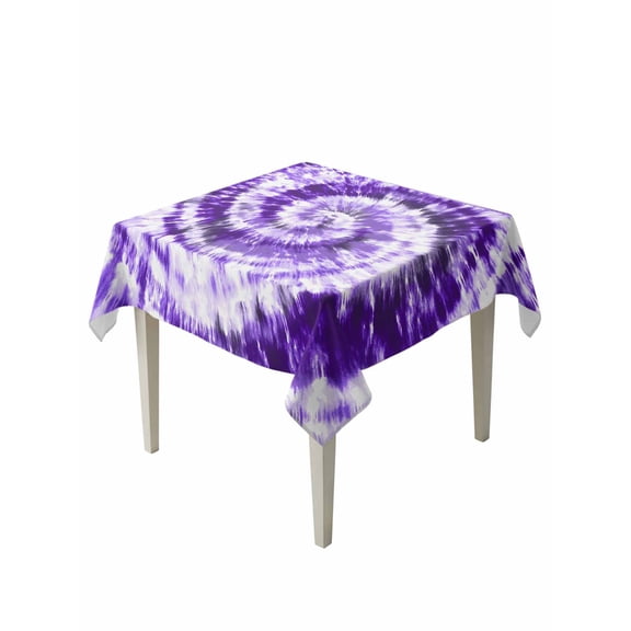 Purple Ombre Table Cloth, Waterproof Tablecloth for Square Tables, Modern Abstract Tie Dye Painting Art Reusable Washable Fabric Table Cover for Restaurant Kitchen Dining Tables 54"x54"
