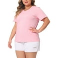 thumbnail image 4 of Agnes Orinda Plus Size T Shirts for Women Basic V Neck Short Sleeve Tops 2X Pink, 4 of 6