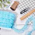 thumbnail image 4 of 20Yards 2-Layer Blue Pleated Organza Lace Ribbon Gathered Mesh Chiffon Fabric Lace Applique Tulle Trimming, 4 of 7