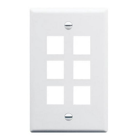 ICC Classic Oversized Faceplate with 6 Ports in Single Gang, White