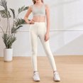 thumbnail image 6 of Resicozy Girls Athletic Leggings High Waisted Yoga Pants with Pockets Soft Stretch Fabric, Wide Waistband, for Running Dance Gymnastics Gym3-12 Years Beige 150, 6 of 6
