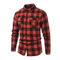 thumbnail image 2 of WREESH Men's Button Down Shirts Long Sleeve Plaid Casual Shirt with Turn-Down Collar and Pockets a Classic Men's Top Red, 2 of 7