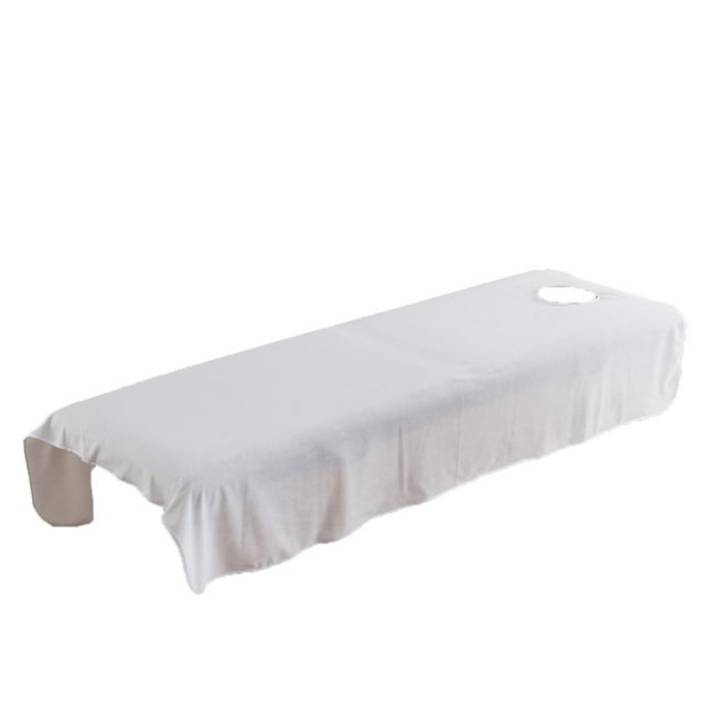 Cosmetic Bed Linen Cover Massage Spa Table Sheet with Hole 31x75" White as described