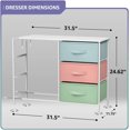 thumbnail image 3 of Songqin Dresser with 6 Drawers Fabric Storage Tower Organizer – Steel Frame, Wood Top, Easy Pull Bins for Bedroom, Closet, Hallway, Office-Pastel/White, 3 of 12