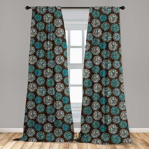 Brown And Blue Curtains 2 Panels Set, Teal And Brown Curtains For Living Room