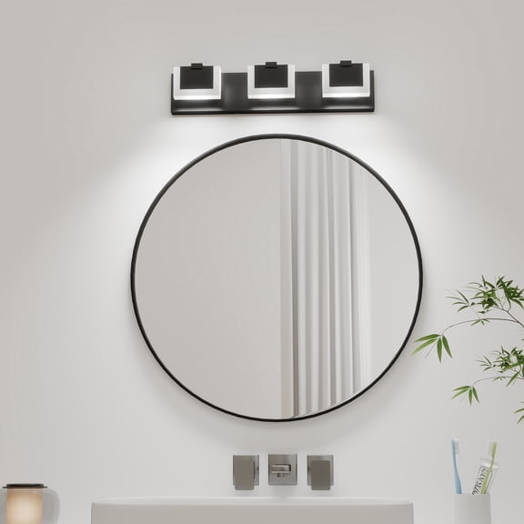 Jopath 3 Lights Modern Black Vanity Light Up and Down, LED Vanity Light Fixtures Bathroom Wall Light Over Mirror for Bathroom, Bedroom, or Hallway