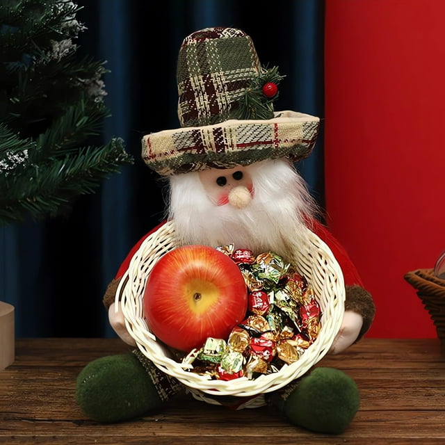 RKSTN christmas deals Christmas Candy Basket Decorations Christmas Desktop Ornaments Children's Candy Fruit Basket Christmas Gift
