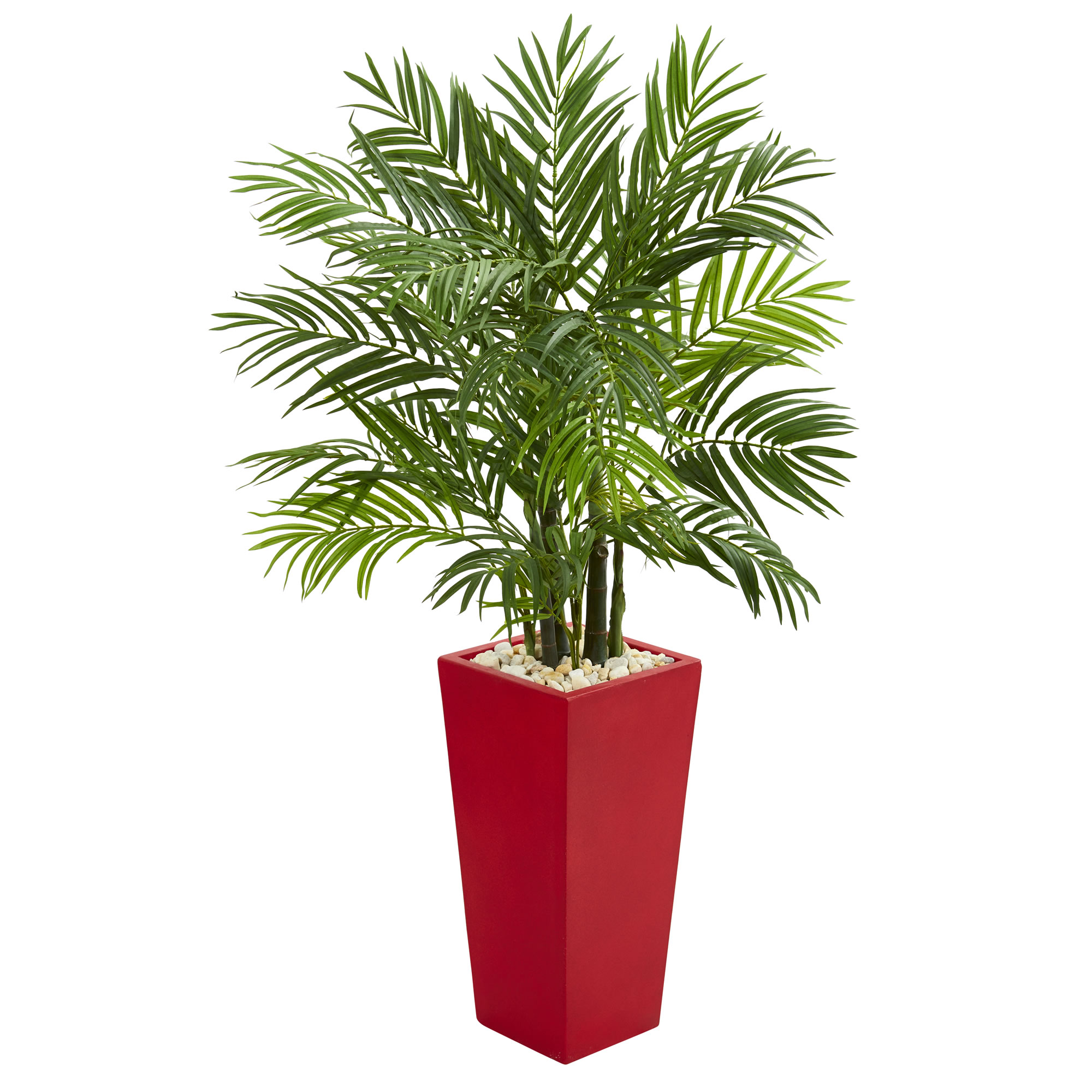 Nearly Natural 4.5’ Areca Palm Artificial Tree in Red Planter Walmart