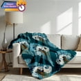 thumbnail image 4 of 1pc 280gsm Peacock Feather Patterned Flannel Blanket Teal Blue Bedroom Decoration and Accessories Aesthetic Room Decor Festival Gifts Soft Printed Family Bedroom Dormitory Quilt Set, 4 of 9