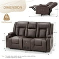 thumbnail image 4 of YODOLLA Loveseat Recliners with Console&Bluetooth Speakers, Recliner Chair Reclining Sofa with USB Ports&4 Cup Holders, 2 Side Pockets Wall Hugger Recliner Home Theater Seating, Fuax Leather, Brown, 4 of 9