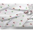 thumbnail image 2 of Soimoi White Poly Georgette Fabric Snowflakes & Cherry Fruits Decor Fabric Printed Yard 52 Inch Wide, 2 of 3