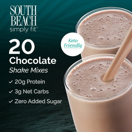 South Beach Simply Fit Keto-Friendly Shake, Chocolate, 20 Count