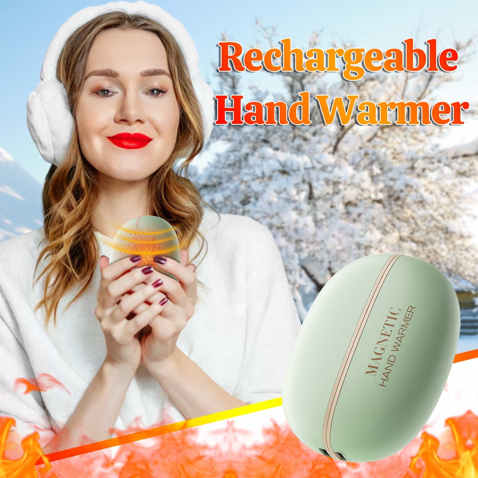 Magnetic Detachable Hand Warmer 2-in-1 USB Rechargeable, Instant 3-Second Heating 3 Temperature Settings Long-Lasting Warmth for Outdoor Camping Winter Travel Use