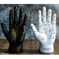 Ebros Psychic Fortune Teller Palmistry Hand Palm Figurine (Black & White Set)