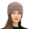 thumbnail image 2 of Chapeau d'Hiver en Tricot Torsadé Extensible Doux et Chaud pour Femmes avec Perles, 2 of 4