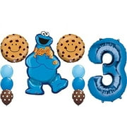 Cookie Monster #3 3rd Third Happy Birthday Balloon Party Set Sesame Street