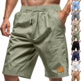 thumbnail image 2 of Men's Beach Bermuda Shorts 9 Inch Inseam Textured Lightweight Drawstring Summer Casual Short Pants with Pockets for Outdoor Vacation Travel Tropical Cruise, 2 of 10