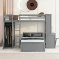 thumbnail image 4 of Royard Oaktree Twin Size Loft Bed with a Twin Stand-alone Bed Wood Loft Bed Frame with Desk, Shelves, and Wardrobe-Gray, 4 of 7
