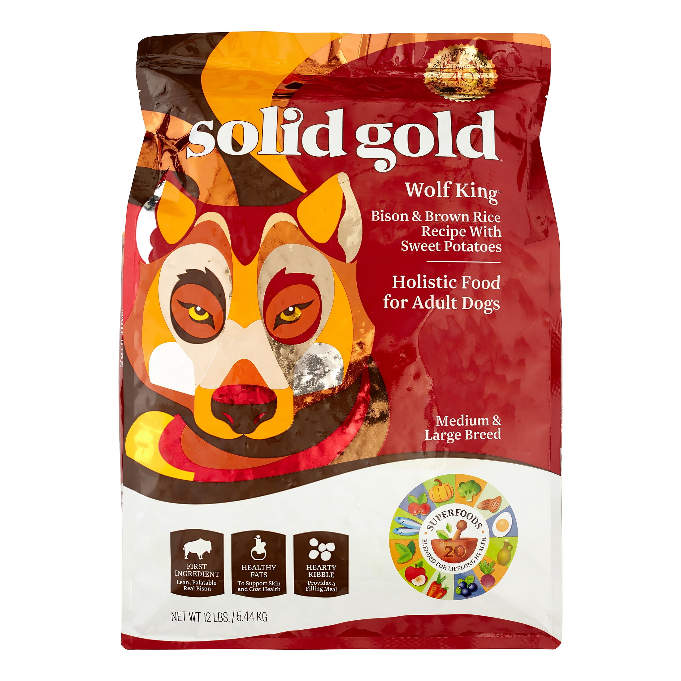 Solid Gold Bison & Brown Rice Wolf King Medium/Large Breed Dry Dog Food
