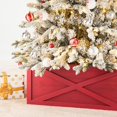 26" L Washed White Wooden Tree Collar Tree Stand Cover Christmas Tree