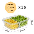 thumbnail image 2 of Set de 10 Contenedores de Vidrio Bayco para Preparación de Comidas con 2 Compartimentos, 17.5x13.2x6.5 cm, 630 ml, 2 of 7