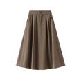 thumbnail image 1 of Women's Skirts High Waist Button Office Wear to Work Skirts with Pockets Ruched A Line Flared Swing Midi Skirts, 1 of 5