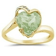 thumbnail image 1 of SZUL Women's Heart Shaped Green Amethyst and Diamond Curve Ring in 14K Yellow Gold, 1 of 3