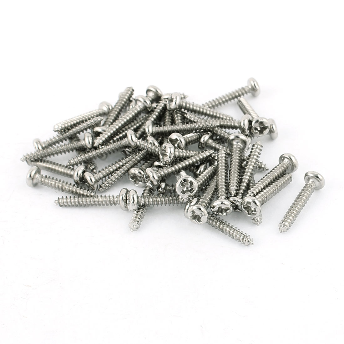 50 Pcs M2.5 x 15mm Stainless Steel Round Head Self Tapping Screws Bolts