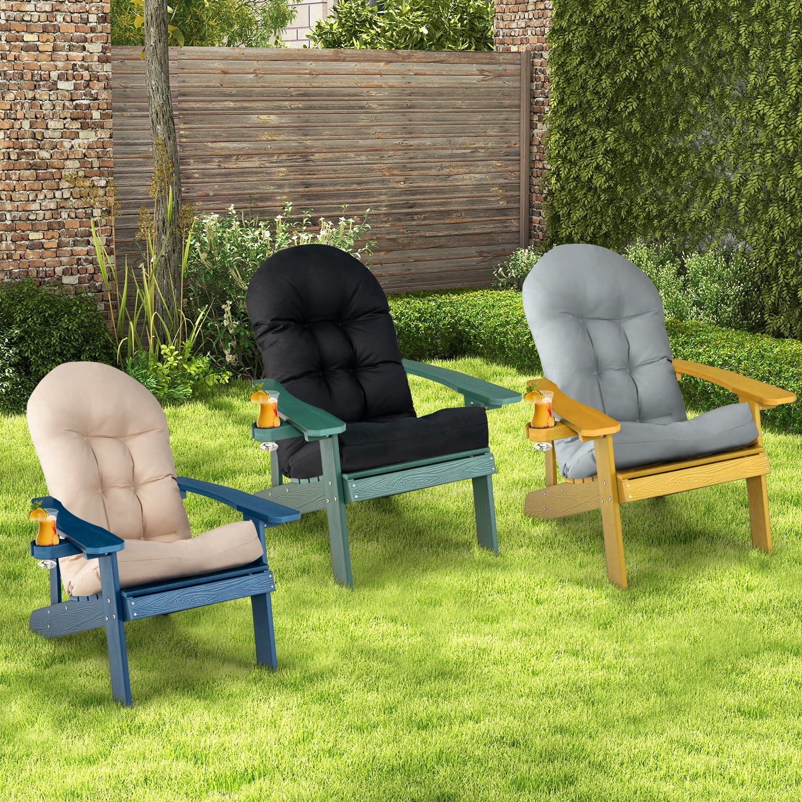 Infans Adirondack Chair HIPS Adirondack Chair w/Cup Holder & Cushion Navy