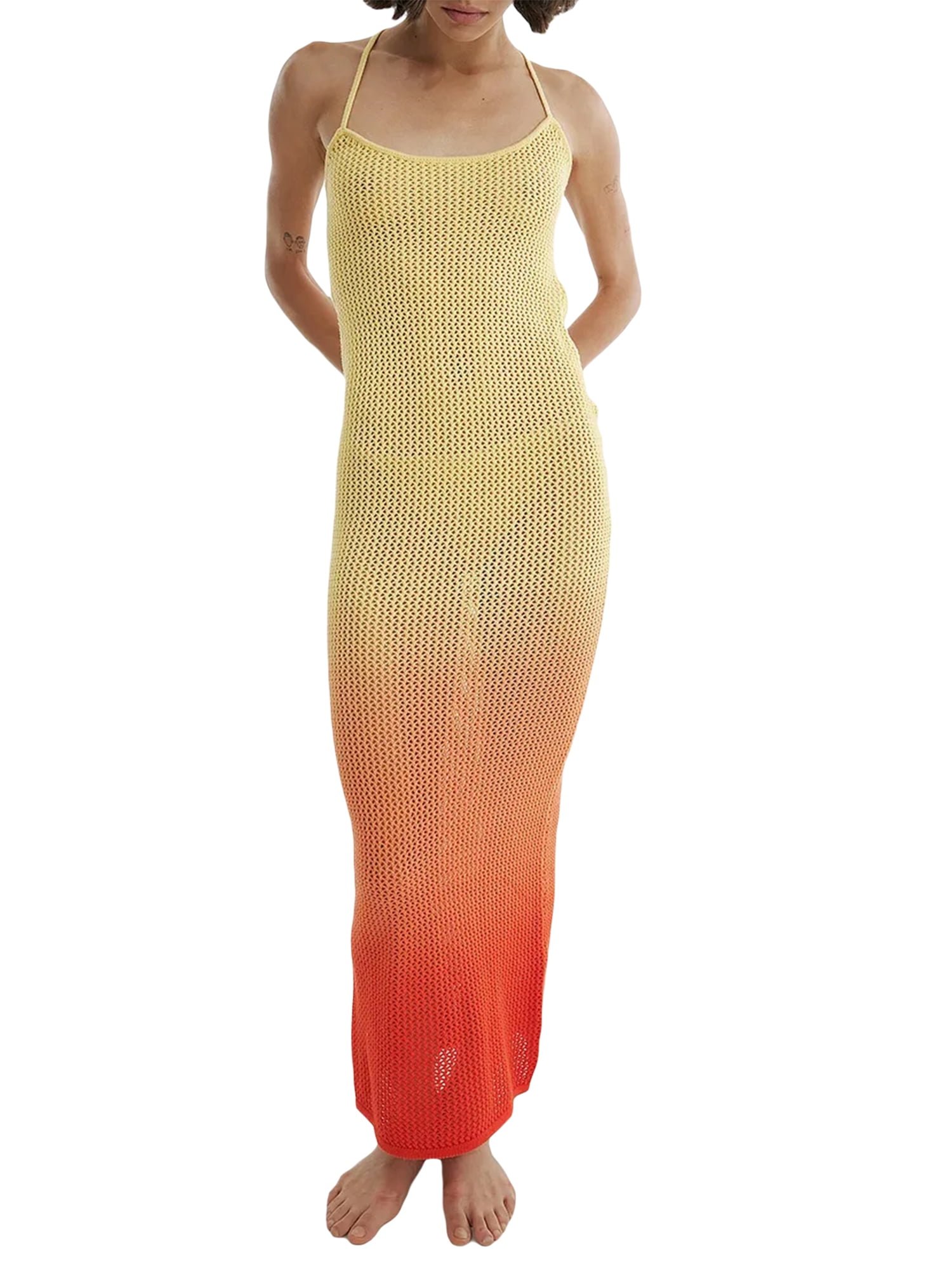 Women Summer Beach Dress Knitted Crochet Bikini Cover Up Dress
