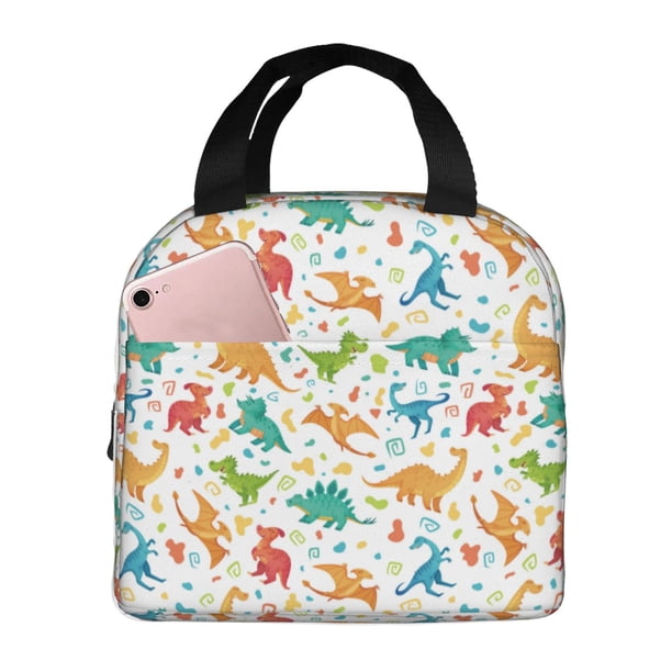 Easygdp Dinosaur Bolsa Térmica Premium - Tela Oxford Impermeable, Gran Capacidad, Bolsillo Frontal, Unisex para Trabajo, Escuela, Actividades al Aire Libre y Picnics