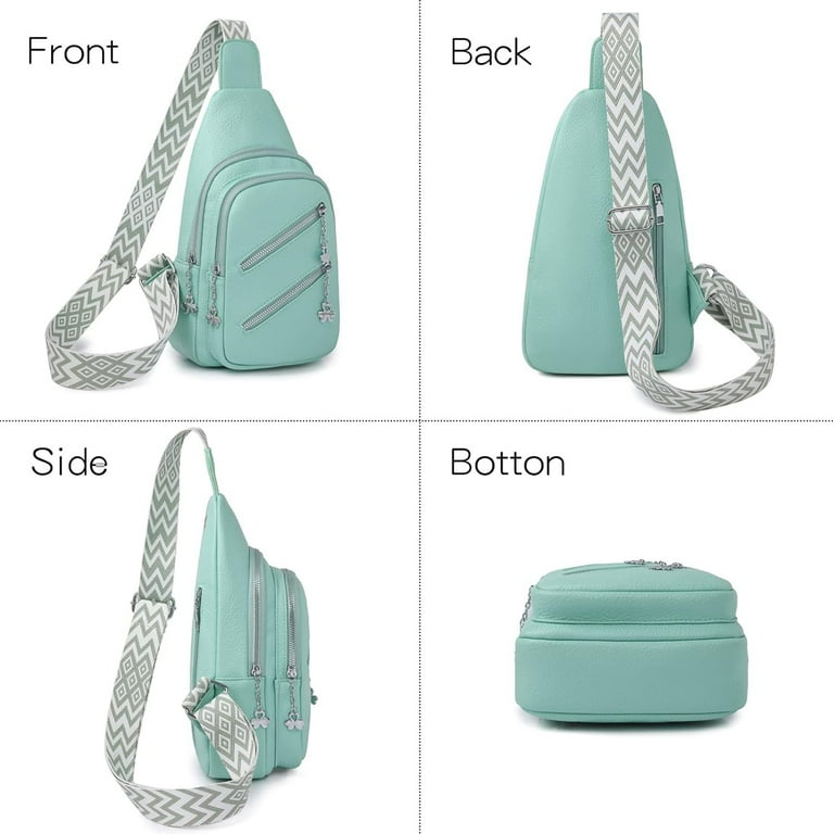 Sling Bag for Women PU Leather Sling Bags for Women Crossbody Sling Backpack Multipurpose Chest Bag for Women Green