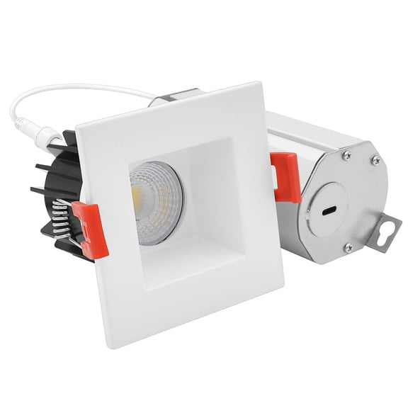 LUXRITE 2" LED Square Recessed light Interchangeable White Trim,8W, 600LM, 5CCT, 60, Dimmable Twist N Lock CRI90