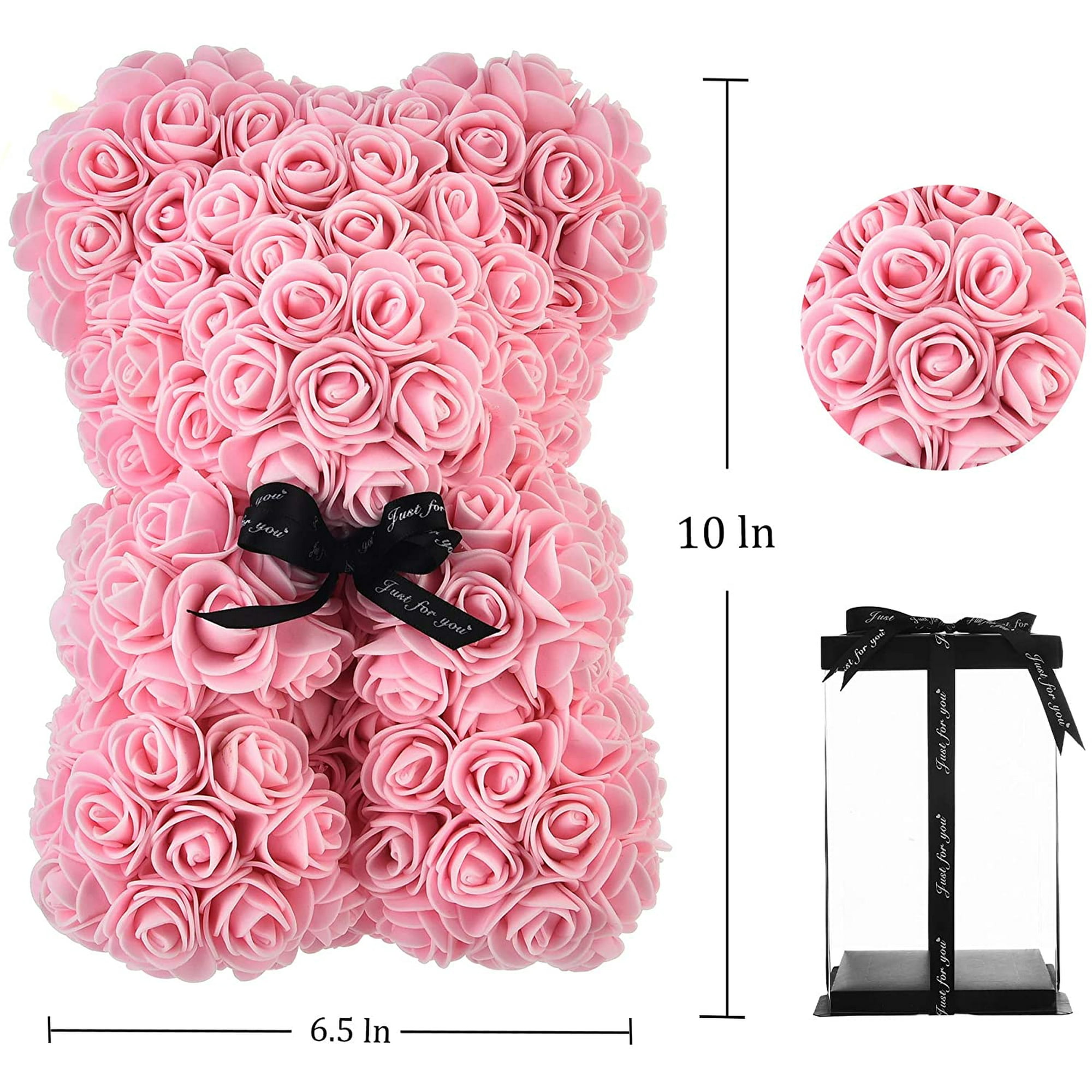 Rose Teddy Bear Flower Bear Cub Forever Rose Everlasting Flower for Window Display Anniversary Christmas Valentines Gift Light Pink Walmart
