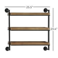 thumbnail image 3 of DecMode 26" x 7" 3-Tier Brown Wall Shelf, 3 of 7