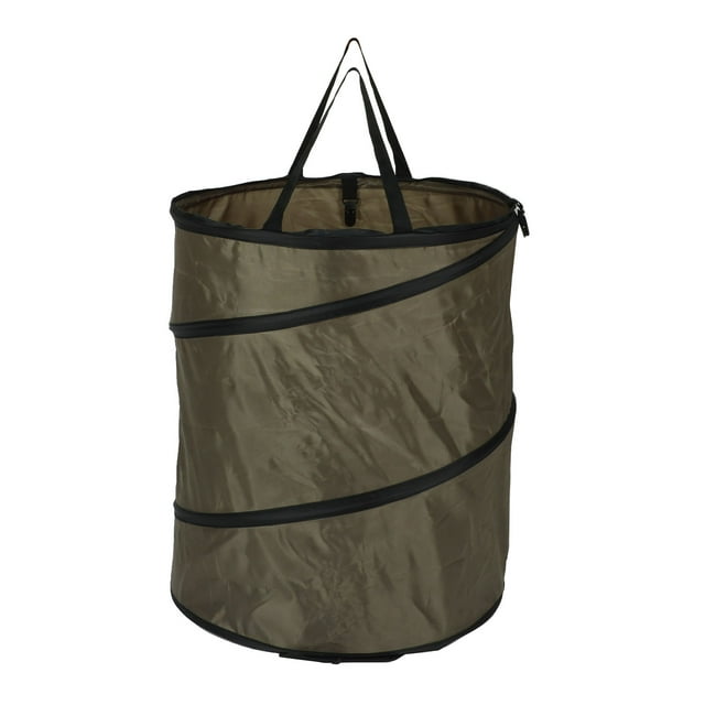Camping Trash Can, Collapsible Trash Can Locking Design Oxford Cloth Waterproof For Garden Dark Brown