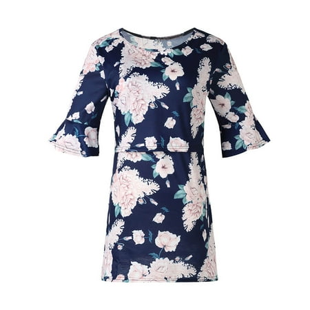 

Women s Maternity Summer T shirt Ladies Fashion Flower Print Short Sleeve Pregnant Woman Breastfeeding Casual Clothe Top Navy XXL