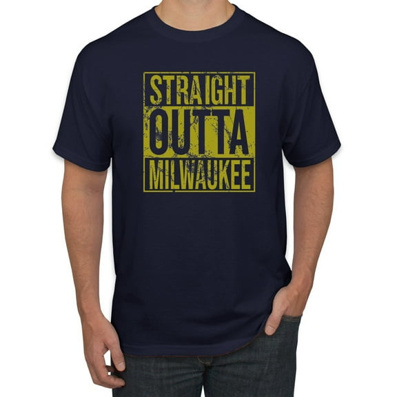 Straight Outta Milwaukee MIL Fan | Fantasy Baseball Fans | Mens Sports Graphic T-Shirt, Navy, Small