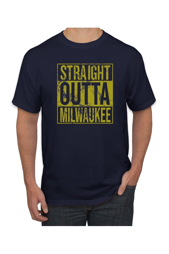Straight Outta Milwaukee MIL Fan | Fantasy Baseball Fans | Mens Sports Graphic T-Shirt, Navy, Medium