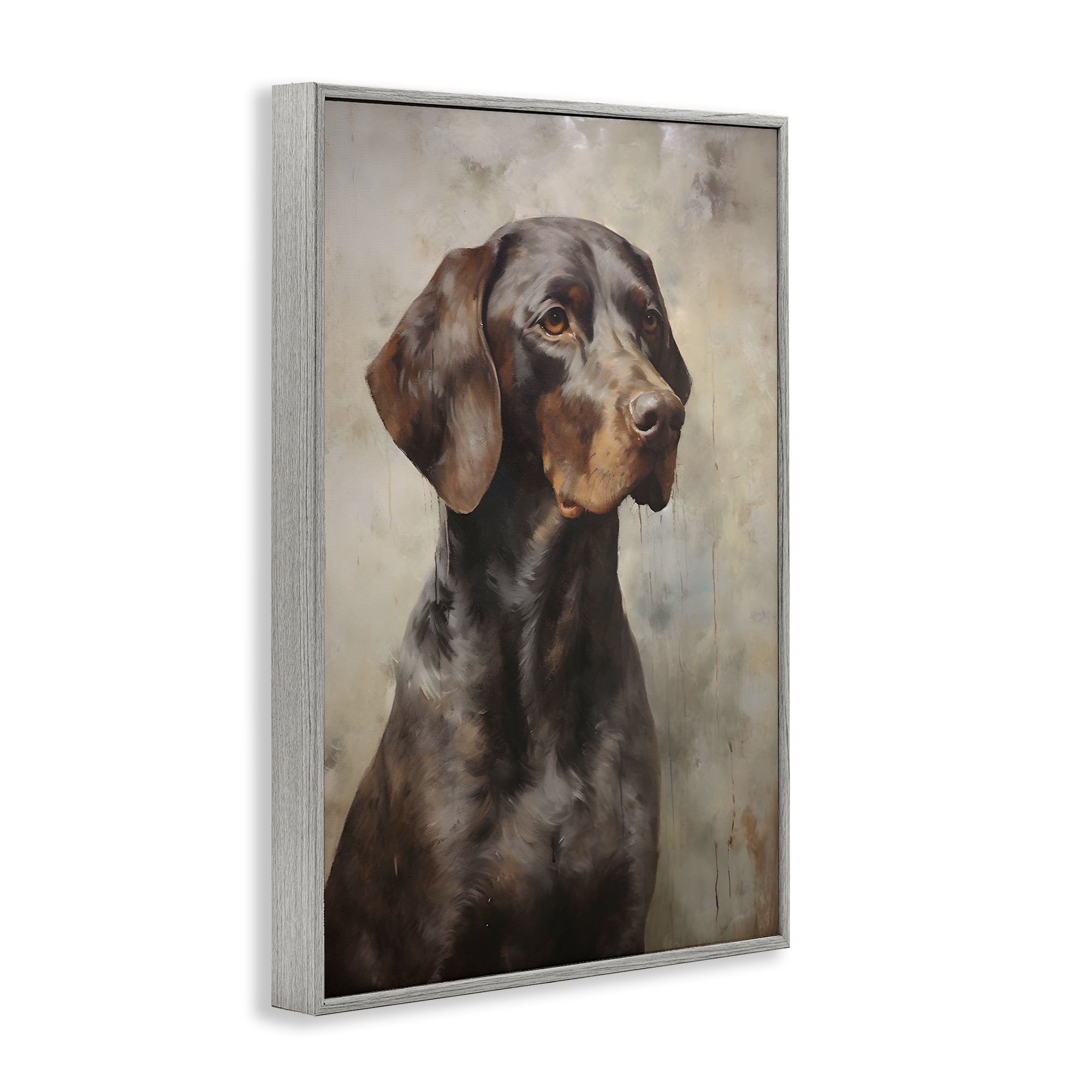 Stupell Industries Brown Labrador Visage Animals & Insects Painting Gray Framed Art Print Wall Art, 20 x 30