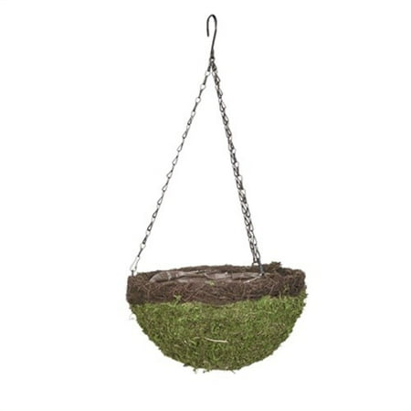 Lighted Hanging Baskets Panacea Products 83558 Hanging Basket, Natural Moss & Wicker, Green, 14-In. - Quantity 1 ()
